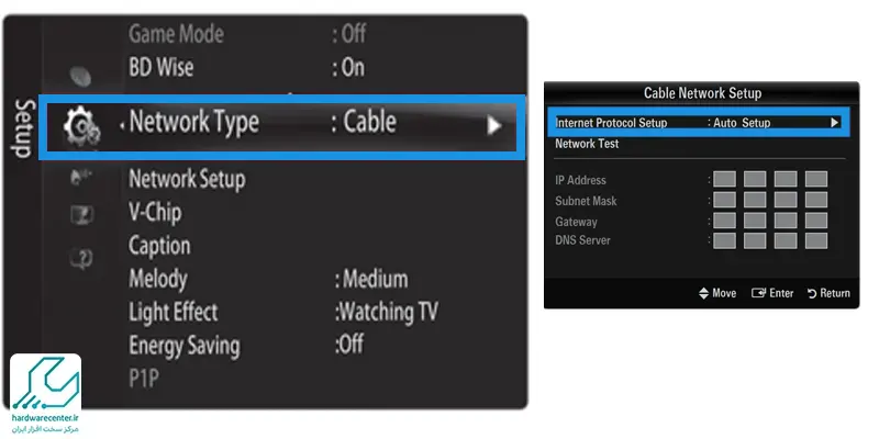 اتصال تلویزیون شارپ به اینترنت با کابل Ethernet
